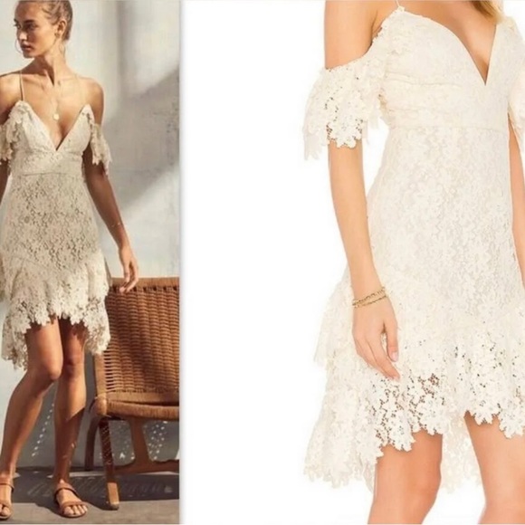 NWOT Saylor Dana Painted Lace Cold-Shoulder Wedding Size L